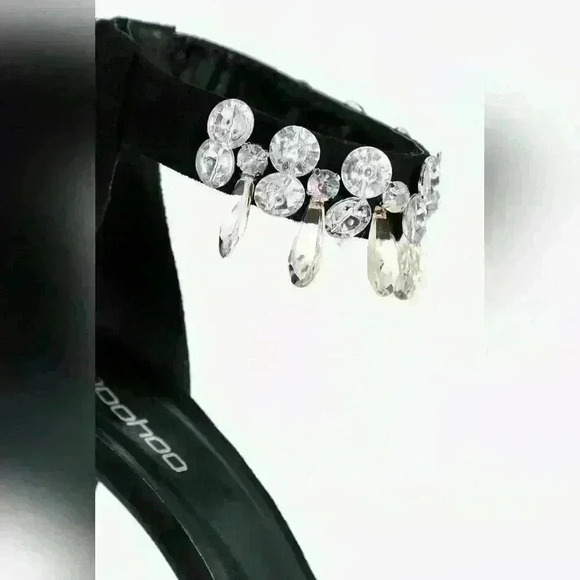 Boohoo Women's Lexi Embellished Ankle Band 2 Part Black Heels Sandals Sz 6 US - Picture 4 of 4